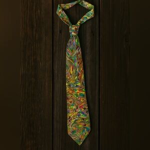 Men’s Vintage 1960s Grenada Trippy Psychedelic Multicolor Rainbow Swirl Art Tie